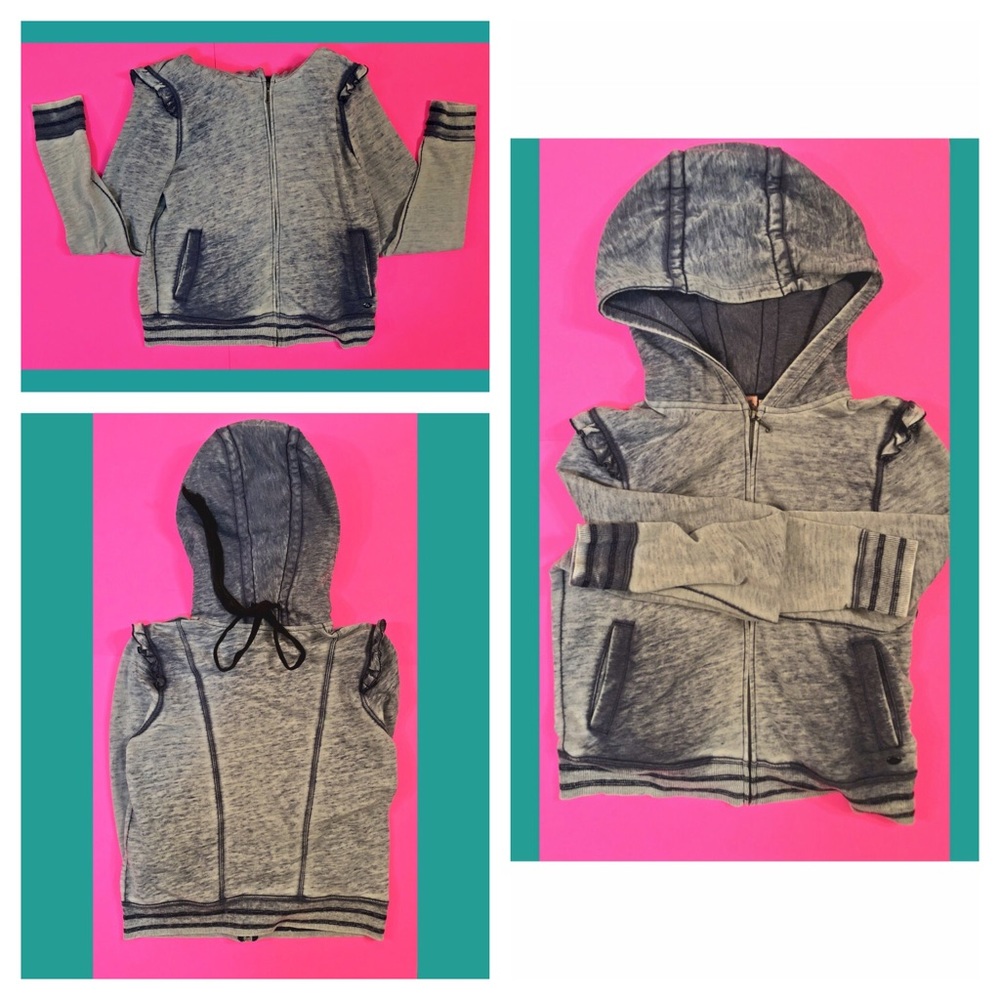Juicy couture acid washed blue grey hoodie ruffles